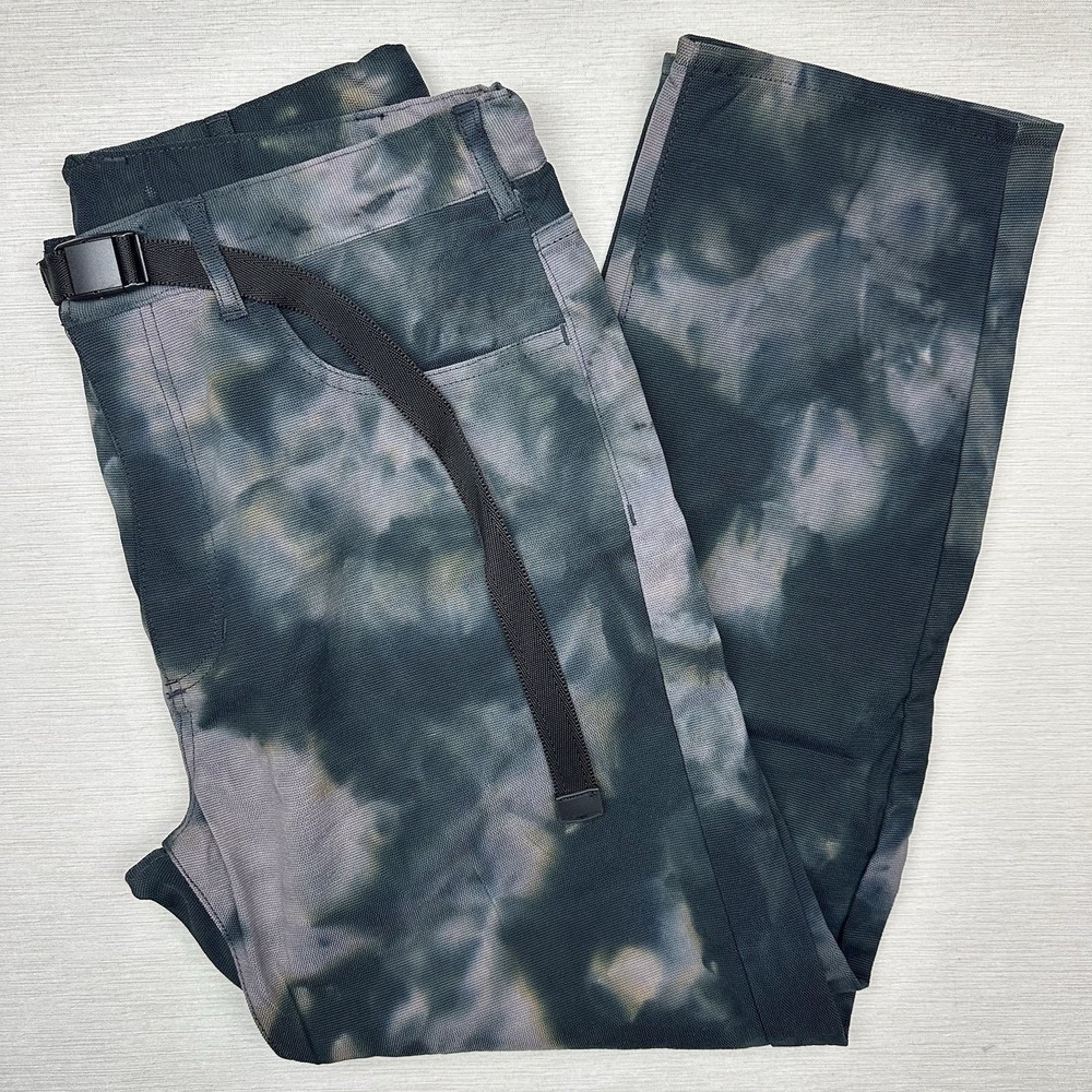Clot Apparel Tie Dye Cavas‎ Pants Belted Carpenter Men Medium Black Gray Tan